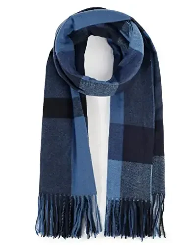 Ayollar qishki sharfi katta issiq ro'mol klassik tassel plaid katta o'lchamli sharflar qalin o'rashlar - 1