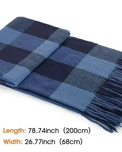 Ayollar qishki sharfi katta issiq ro'mol klassik tassel plaid katta o'lchamli sharflar qalin o'rashlar - 3