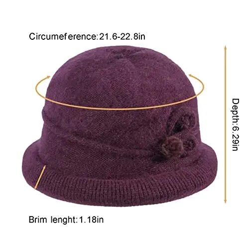 Ayollar Qishki Trikotaj 1920-yillar Vintage Chelak Bowler Shlyapa Dumaloq Qirrali Issiq Shlyapa - WOMEN (1)