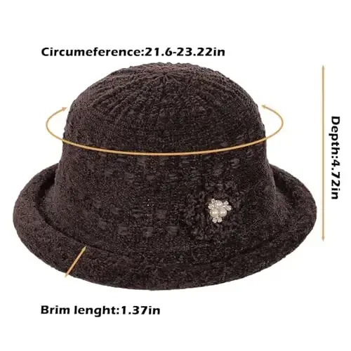 Ayollar Qishki Trikotaj 1920-yillar Vintage Chelak Bowler Shlyapa Yumaloq Qirrali Issiq Shlyapa - 2