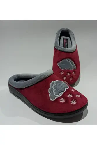 Ayollar Qishki Uy Va Mehmon Oyoq Kiyimi-BORDO - 1