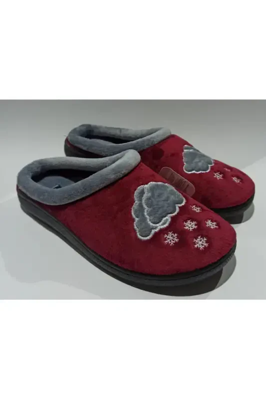 Ayollar Qishki Uy Va Mehmon Oyoq Kiyimi-BORDO - 3