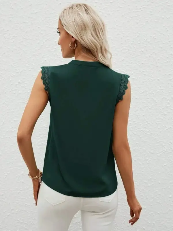 Ayollar Qisqa Dantelli Yengli Hakam Yoqali Import Krep Bluz - 3