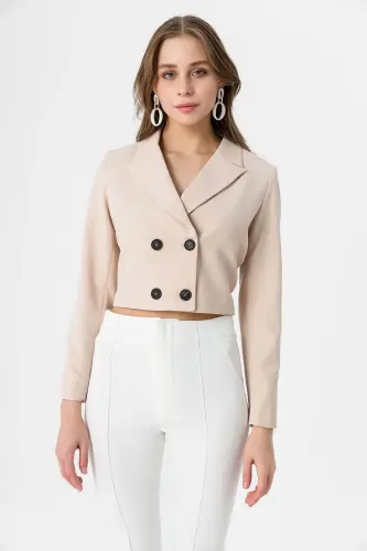 Ayollar Qisqa Tugmali Blazer Kurtka 245071 --TOSH - 4