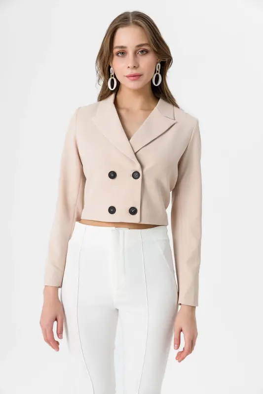 Ayollar Qisqa Tugmali Blazer Kurtka 245071 --TOSH - 4