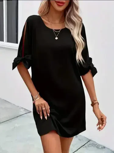 Ayollar qisqa yengli bog'ichli yoqasi ochiq janjan ko'ylak - BÜYÜKBEDENIZ (1)