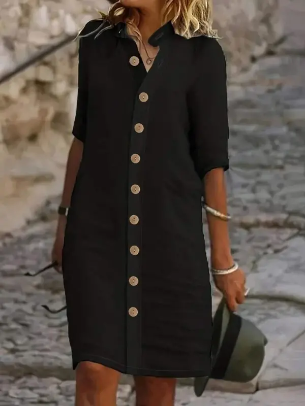 Ayollar qisqa yengli hakam yoqali old tugmali qisqa musulmon ko'ylagi - 3