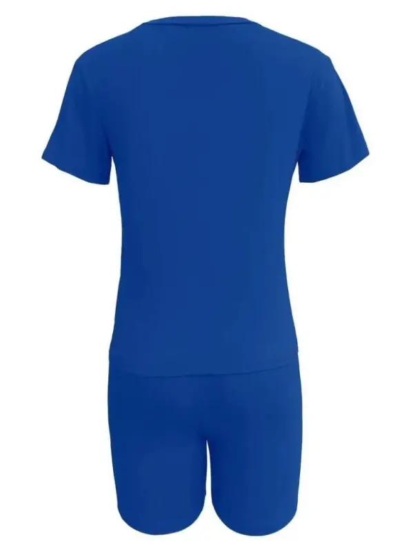 Ayollar qisqa yengli langar bosma viskoza ikki qismli kostyum - 5