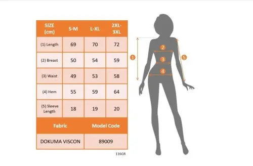 Ayollar Qisqa Yengli Yoqadan Fermuarli Nuqtali Uzun To'quv Viskoza Bluzkasi - 6