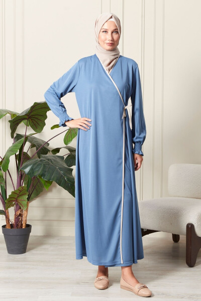 Ayollar qoʻl detali bilan kesishgan yoqa boncukli yon tomondan bogʻlab olinadigan namoz libosi - AVVER (1)