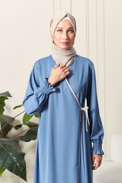 Ayollar qoʻl detali bilan kesishgan yoqa boncukli yon tomondan bogʻlab olinadigan namoz libosi - 6