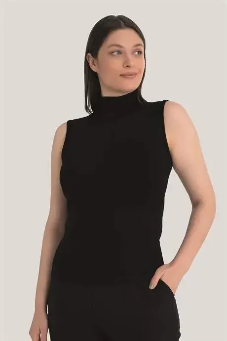 Ayollar Qora Balıkçı Yaka Yengsiz Body 3'li Paket - 4