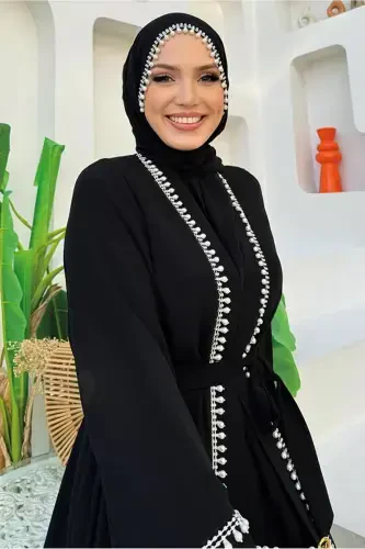 AYOLLAR QORA BELBOG'LI ABAYA TO'PLAMI T 3948-QORA - 4