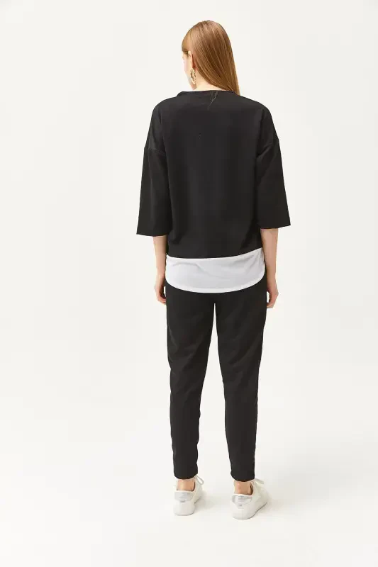 Ayollar qora bezakli pastki va yuqori to'plami TKM-19000274-Siy - 6