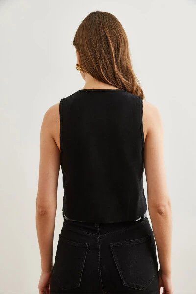 Ayollar Qora Dual Kumush Tugmali Triko Jilet YLK-19000052 - 7