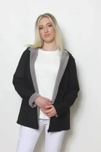 Ayollar qora ichki polarli kurtka-QORA - 1