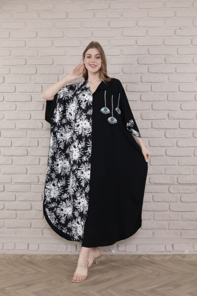 Ayollar Qora Katta O'lcham Hakam Yoqasi To'qilgan Ko'ylak-s - MERVEMODA (1)