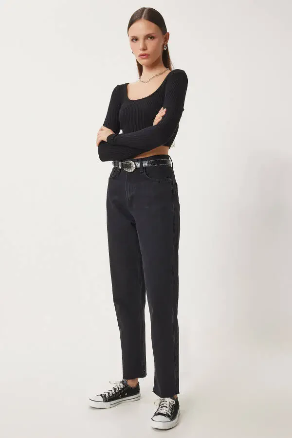 Ayollar Qora O'rta Bel To'g'ri Jinsi UT00024 - 3