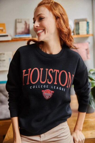 Ayollar qora rangli Houston gulli bosma SWT-19000426 - 5