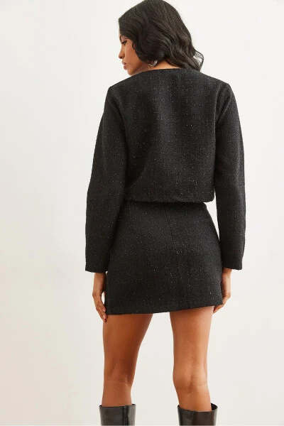 Ayollar qora tugmali yubka va ko'ylagi TKM-19000316 - 7