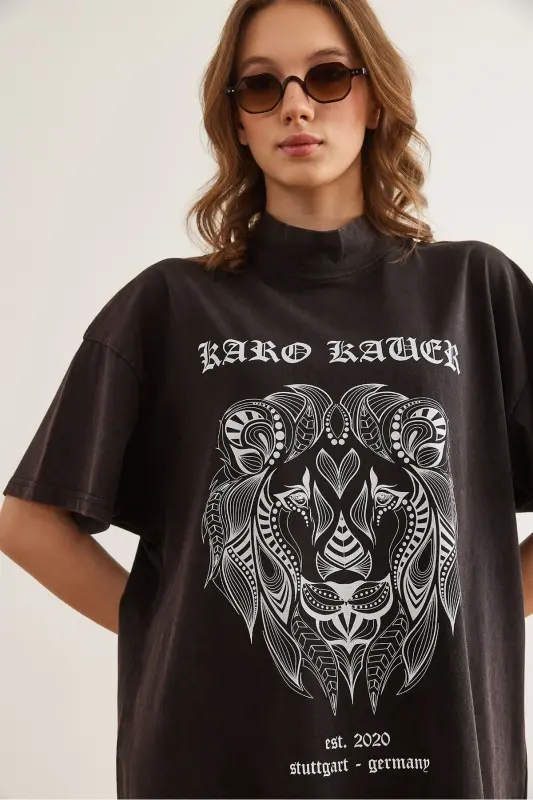 Ayollar Qora Yarim водолазка Yuvilgan Tunika Ko'ylak EL - 4