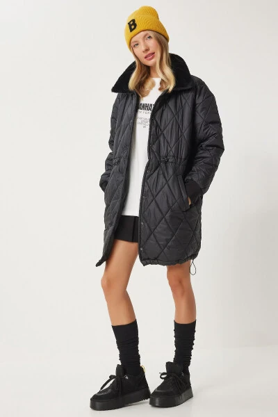 Ayollar qora yoqali mo'ynali kapitali PYS0030 - HAPPINESS İSTANBUL