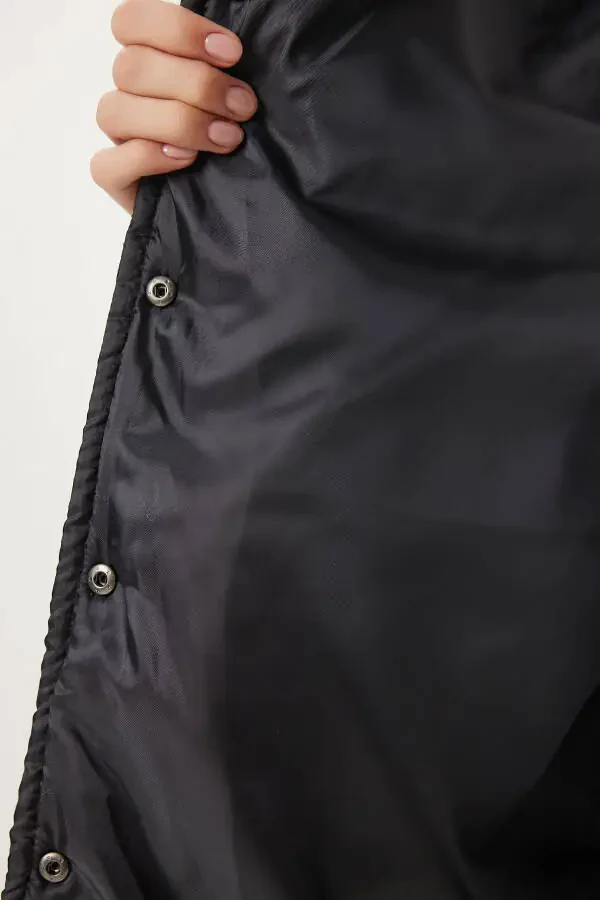 Ayollar qora yoqali mo'ynali kapitali PYS0030 - 6