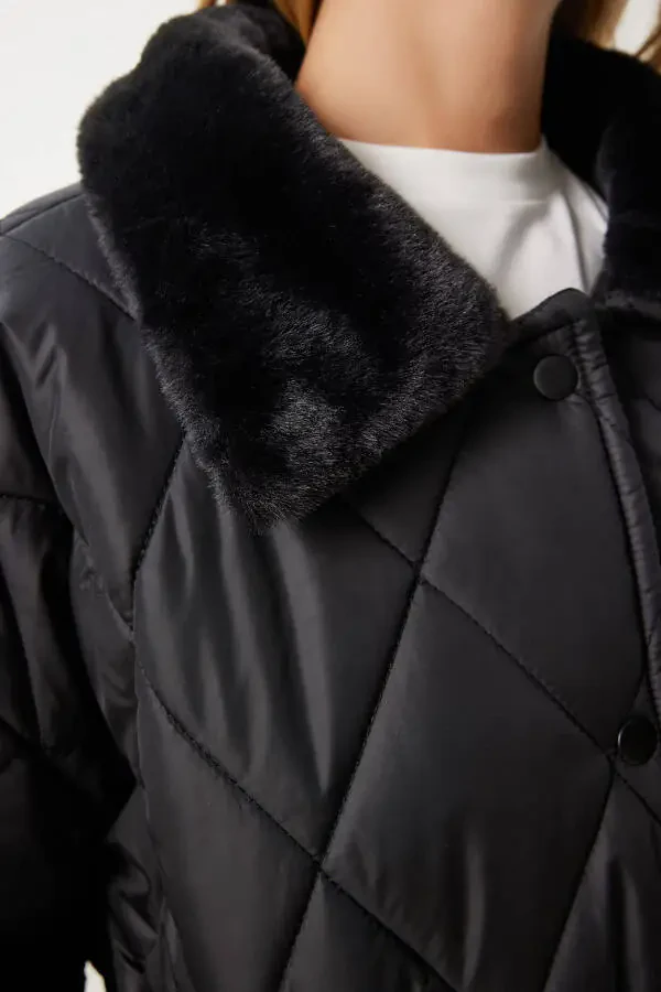 Ayollar qora yoqali mo'ynali kapitali PYS0030 - 8