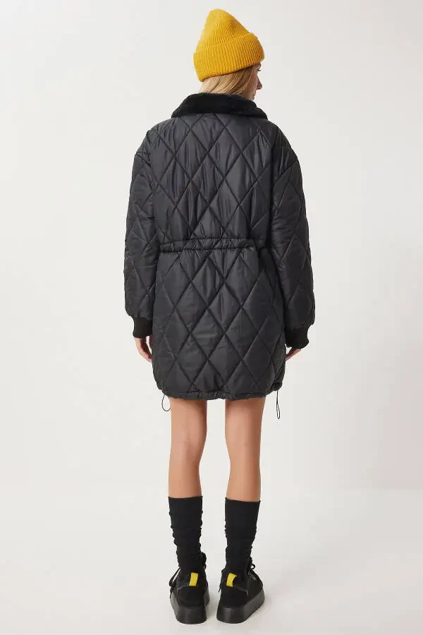 Ayollar qora yoqali mo'ynali kapitali PYS0030 - 9