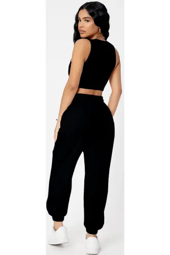Ayollar Qora Yuqori Bellikli Jogger Sport Shimlar - blackcompass - WNWGKN (1)
