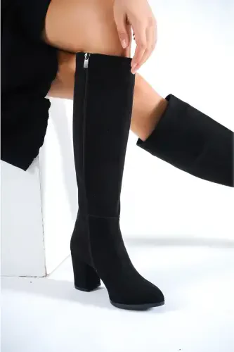 Ayollar qora zamsh poshnali etik - Qora zamsh - 4