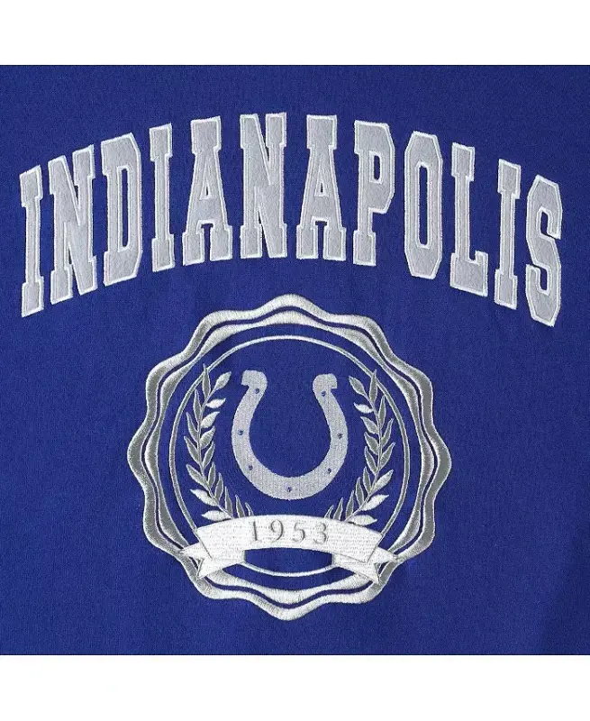 Ayollar Royal Indianapolis Colts Becca tushirilgan yelkali Pullover Hoodie-Royal - 2