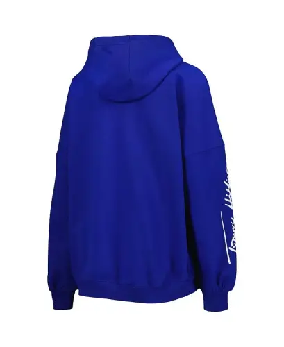 Ayollar Royal Indianapolis Colts Becca tushirilgan yelkali Pullover Hoodie-Royal - 3