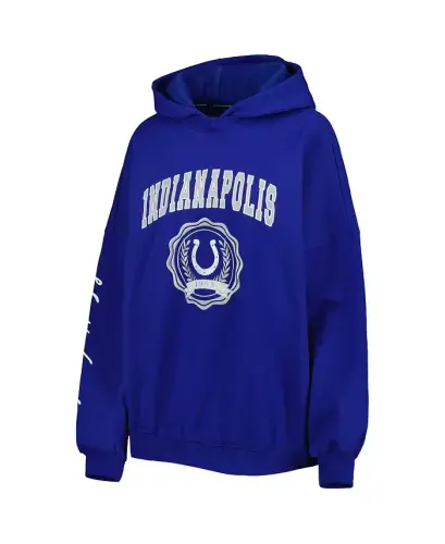 Ayollar Royal Indianapolis Colts Becca tushirilgan yelkali Pullover Hoodie-Royal - 4