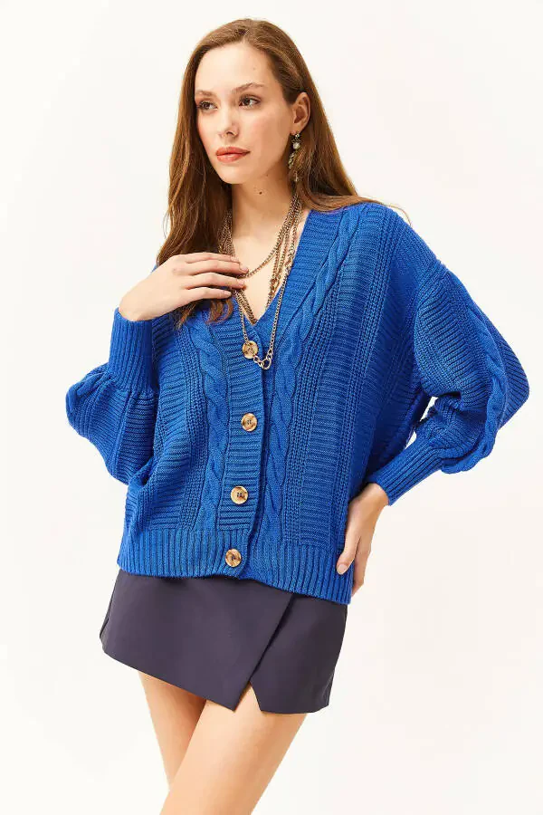 Ayollar Saks moviy qalin soch orgli triko hırqa HRK-19000082 - 4