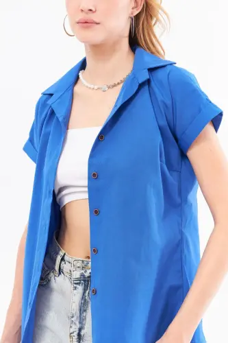 Ayollar Saks Qisqa Yengli Ko'ylak ARM-19Y001065-Saks - 2