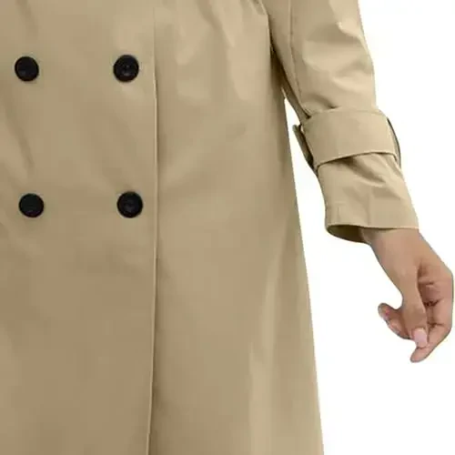 Ayollar shamolga chidamli trench palto Notched Lapel Double Breasted uzun palto kundalik kuz qish shamol to'sig'i ustki kiyimi - 7