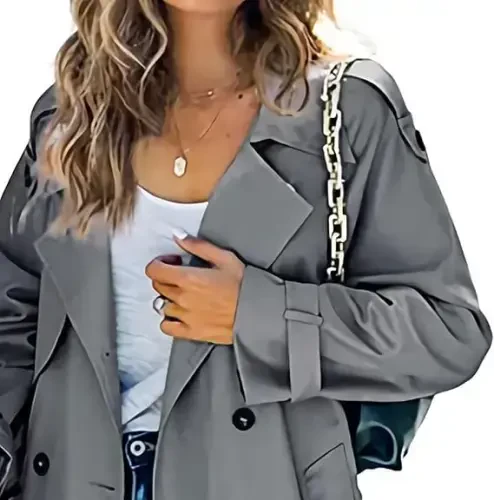 Ayollar shamolga chidamli trench paltosi Notched Lapel Double Breasted uzun palto Kundalik kuzgi qishki shamoldan himoya qiluvchi ustki kiyim - 2