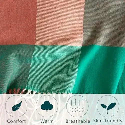 Ayollar Sharf Klassik Popukli Plaid Super Yumshoq Klassik CasModazoneere Kuzgi Qishki Sharflar Tartan Issiq Katta O'ralgan Ro'mol - 4