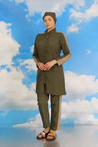 Ayollar shimlar kiyimi chiziqli yengi tam parda koʻylak 31065 - 6