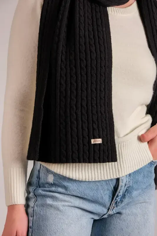 Ayollar soch o'rimi yumshoq tusli sharf qora 23w504-qora - 5