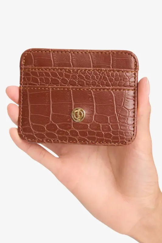 Ayollar sun'iy char Croco vizitka qutisi W2526AZNS - Jigarrang-BN64 - 2
