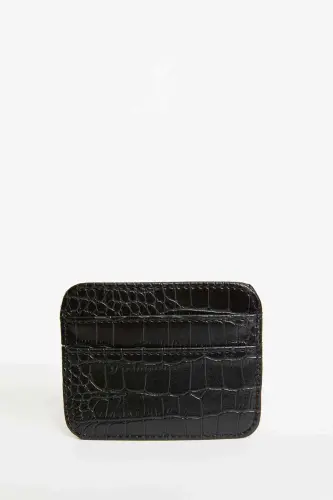 Ayollar sun'iy teri Croco kartlar qutisi W2526azns-Qora - 4