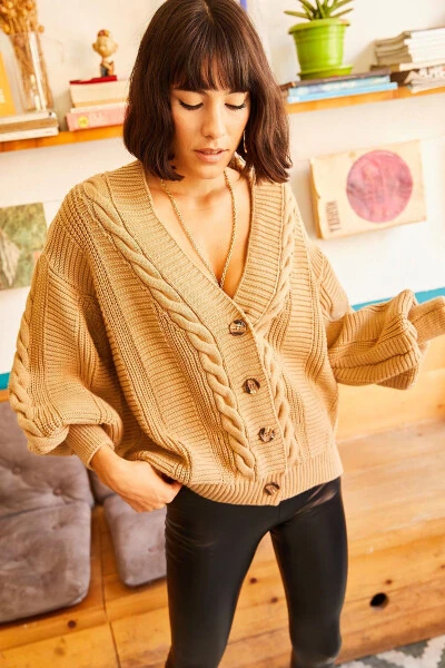 Ayollar sutli qahva qalin sochli o'rgak triko ko'ylak HRK-19000082 - 4