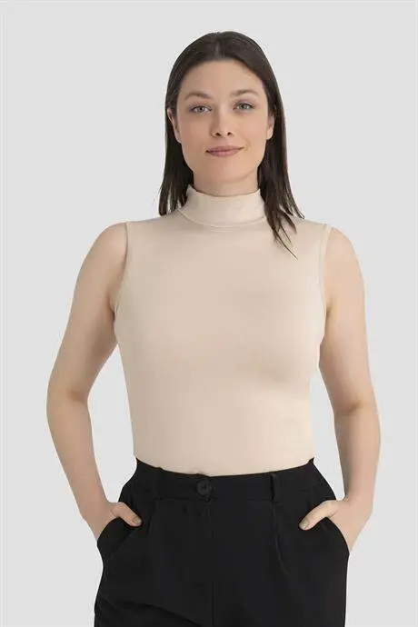 Ayollar Teri Baliqchi Yoqa Yengsiz Body 3 dona Paket - 2