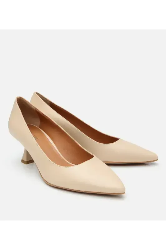 Ayollar Teri Bej Egiluvchan Taglik Stiletto-BEJ - 2