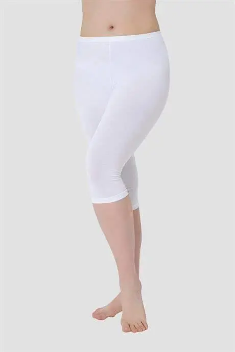 Ayollar tizzadan past kapri boy trikotaj tayt oq - qora 2 dona to'plam - 6