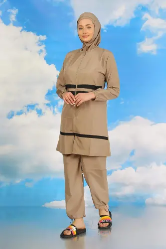 Ayollar toʻliq suzish kiyimi bej 31061 - 7
