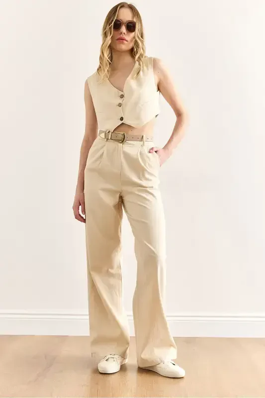 Ayollar toshli jilet shim gabardin kostyum TKM-190003 - OLALOOK