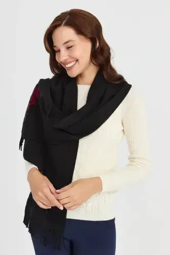 Ayollar trikotaji chekkasi gulli jun sharf qora-qora - 7